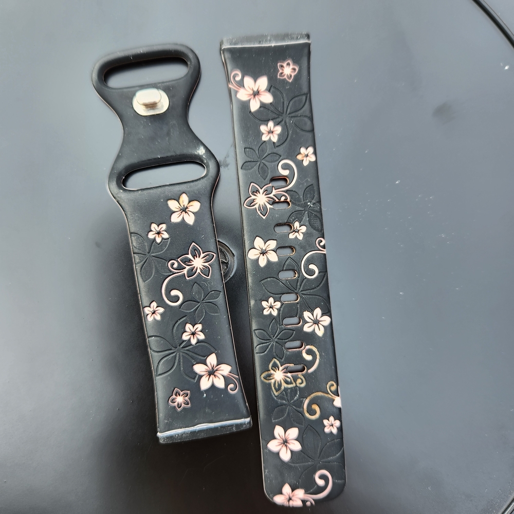 Floral Black and Pink Versa 4 Watch Band